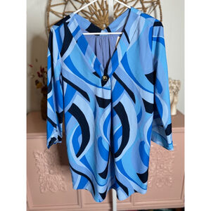 Women's Sail to Sable Blue & Black Blouse XXS